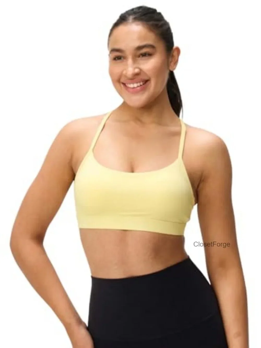 Women's Y Back Padded Sports Bra Butter Soft Low Impact Yoga Pilates